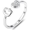 JeweBella Anelli Donna Argento 925 con Iniziale A-Z Anello Cuore Regolabili Anello di Promessa Anello Fidanzamento FEDI Nuziali Anelli Mignolo Anelli Pollice Donna Ragazza Gioielli con Scatola Regalo