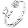 JeweBella Anelli Donna Argento 925 con Iniziale A-Z Anello Cuore Regolabili Anello di Promessa Anello Fidanzamento FEDI Nuziali Anelli Mignolo Anelli Pollice Donna Ragazza Gioielli con Scatola Regalo