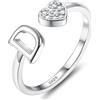 JeweBella Anelli Donna Argento 925 con Iniziale A-Z Anello Cuore Regolabili Anello di Promessa Anello Fidanzamento FEDI Nuziali Anelli Mignolo Anelli Pollice Donna Ragazza Gioielli con Scatola Regalo