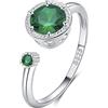 Qings Anello Pietra di Nascita per Donna Argento Sterling 925 Anello Birthstone Aperto Regolabile Regali di Gioielli per il Compleanno