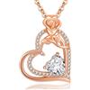 Tusuzik Collana Donna Argento 925 Collana Cuore Fiori Oro Rosa aprile Birthstone Ciondolo Idee Regalo Gioielli Donna Anniversario Compleanno San Valentino Festa Mamma per Lei Mamma Nonna