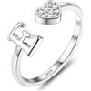JeweBella Anelli Donna Argento 925 con Iniziale A-Z Anello Cuore Regolabili Anello di Promessa Anello Fidanzamento FEDI Nuziali Anelli Mignolo Anelli Pollice Donna Ragazza Gioielli con Scatola Regalo