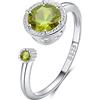 Qings Anelli di Peridoto per Donna Argento 925 Agosto Anello Pietra di Nascita Aperto Regolabile Birthstone Regali di Gioielli per il Compleanno
