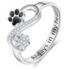POPLYKE Anello con stampa a zampa di gatto, in argento Sterling 925, per cani, infinito, per animali domestici, da donna, sempre nel mio cuore, gioielli per la famiglia, 7, Argento sterling, Nessuna