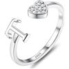 JeweBella Anelli Donna Argento 925 con Iniziale A-Z Anello Cuore Regolabili Anello di Promessa Anello Fidanzamento FEDI Nuziali Anelli Mignolo Anelli Pollice Donna Ragazza Gioielli con Scatola Regalo