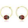 Carissima Orecchini a cerchio con coccinella smaltata rossa da donna in oro giallo 9 ct