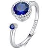 Qings Anello Zaffiro per Donna Argento 925 Settembre Anello Pietra di Nascita Aperto Regolabile Birthstone Regali di Gioielli per il Compleanno