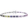 Diamond Treats Bracciale Tennis Donna Argento 925 Arcobaleno con Zirconi Baguette 3x5 mm Multicolore, Braccialetto Elegante Lusso con Chiusura a Scatola Nascosta, Gioiello Donna Colorato Regalo