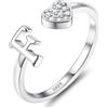 JeweBella Anelli Donna Argento 925 con Iniziale A-Z Anello Cuore Regolabili Anello di Promessa Anello Fidanzamento FEDI Nuziali Anelli Mignolo Anelli Pollice Donna Ragazza Gioielli con Scatola Regalo