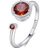 Qings Anello Granato per Donna Argento 925 Gennaio Anello Pietra di Nascita Regolabile Aperto Birthstone Regali di Gioielli per il Compleanno