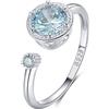 Qings Anello Acquamarina per Donna Argento 925 Marzo Anello Pietra di Nascita Aperto Regolabile Birthstone Regali di Gioielli per il Compleanno