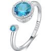 Qings Anelli Tanzanite per Donna Argento 925 Dicembre Anello Pietra di Nascita Aperto Regolabile Birthstone Regali di Gioielli per il Compleanno