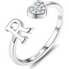 JeweBella Anelli Donna Argento 925 con Iniziale A-Z Anello Cuore Regolabili Anello di Promessa Anello Fidanzamento FEDI Nuziali Anelli Mignolo Anelli Pollice Donna Ragazza Gioielli con Scatola Regalo