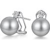 Jiahanzb Orecchini Perle Argento Sterling 925 Orecchini a Bottone con Perle per Donna Perla Zirconi Gioielli Regali Perla grigio chiar 13 mm
