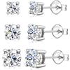 Dochais Moissanite Argento Sterling 925 Orecchini Orecchini a Tacco Set 3 Paia (3/4/5mm o 4/5/6mm) Ipoallergenici Brillanti per Donna Uomo Regalo di Gioielli