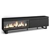 Skraut Home | Mobile TV Soggiorno | Ampio spazio a disposizione | 210 | Per TV fino a 80 | Camino elettrico XXL | Design industriale | Stile moderno | Nero
