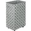 WOWLIVE Grande cesto portabiancheria con ruote, 90 l, pieghevole, alto, con maniglia, pieghevole, organizer per biancheria sporca, rettangolare, per lavanderia, dormitorio (grigio 3)