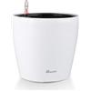 Dexceder Vaso da fiori ad acqua alta lucentezza da 20 x 20 cm per interni ed esterni, design interno con vaso di fiori ispessito da tavolo con indicatore del livello dell'acqua (bianco)