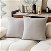 K KEVIN TEXTILE Kevin Textile, federa decorativa per cuscino in lino, per camera da letto, 61 x 61 cm, set da 2, grigio bianco