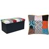 HOME DECO FACTORY HD6507 Cassapanca Patchwork Seduta Pieghevole, Ingresso, Soggiorno & Cuscino patchwork sfoderabile, 40 x 40 cm, decorazione tessile
