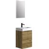 Baikal Set di mobili da bagno 45 cm. Include mobile con lavandino. Melamina 16 mm. Mobile montato. Lavabo incassato. con Specchio 2 porte Teka