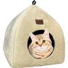 Whiwhi Cuccia per Gatti Interno Casa per Gatti con Cuscino Peluche 2 in 1 Letto per Gatti Grotta Casetta per Gatti Semichiusa 40x40x35cm