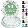Nkaiso 50 Pezzi Bianco e Verde Piatti di Carta, 25 x 23cm & 25 x 18cm Piatti Monouso, Stoviglie per Feste usa e Getta Eleganti per Compleanno, Nuziale Doccia, Fidanzamento, Matrimoni