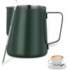 Tianher Bricco per Latte in Acciaio Inox,Tianher Bricco Latte Schiumatore Schiuma Brocca Tazza con Misurazione della Temperatura Latte Art Penna Lattiera per Cappuccino (Verde scuro)