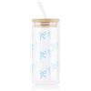 Yukaiwn Set di tazze in vetro con fiocco, 473,6 ml, rosa, carine, con cannuccia di vetro e coperchio in legno, eleganti tazze da caffè trasparenti, regalo estetico per donne, ragazze e amiche (fiocco