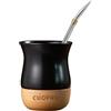 Cuopru Tazza Yerba Mate in ceramica da 226,8 g con base in legno originale, include zucca Mate, cannuccia Bombilla e spazzola per la pulizia, perfetta per Yerba Mate tradizionale e tazza in stile moderno
