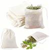 RANYAKE Confezione da 30 sacchetti in mussola di cotone con coulisse, sacchetti in rete di cotone riutilizzabili, per conservare tè, caffè, spezie, con coulisse, colore bianco, dimensioni 8 x 10 cm