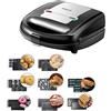 SOKANY 8-IN-1 Multifunzione 750W [ Panwichmaker, waffle iron, grill a contatto, Donut Maker, Hot Dog, Noce, Biscotti, Madeline Cake ] 8 piastre antiaderenti, pulizia facile
