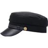 OHEETU Berretto da autista classico vintage per uomo e donna, cappello da newsboy con visiera nera con fibbia dorata