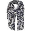styleBREAKER Sciarpa da donna con fantasia leopardata e accenti metallici dorati | morbido telo lungo con frange corte 180 x 88 cm, colore:Marrone-Nero