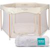 Tutti Bambini Box Bambini Pieghevole - Recinto Neonato per Neonato e Bimbi - Pareti In Rete, Porta con Cerniera - Tappetino e Borsa da Trasporto Inclusi - 135 x 135 x 75 cm (Ecru)