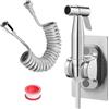 DEANKEJI 2 Metri PE Bidet Portatile Kit Doccetta-Set, Argento Doccettaperbide con Tubo Flessibile, Palmare Spruzzatore di Bidet, Doccino per Wc, per Cucine, Bagni e Hotel