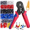HOZKUY Kit di crimpatura per puntali, 0,25-10 mm², con 1200 connettori terminali a filo, AWG 23-7 a cricchetto autoregolabili, strumenti di crimpatura per riparazioni elettriche fai da te e crimpatura
