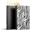 ÖGON -DESIGNS- Porta carte in alluminio Slider by Ögon Design - RFID Blocking - Il portafoglio automatico sottile e minimalista per uomo e donna (Incisione Zebra)