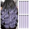 ELNX 10 Estensioni Capelli Viola | 55 cm Clip-In Extension | Ciocche Lunghe e Lisce Colorate per Ragazze, Bambini, Donne, Uso Quotidiano, Feste, Natale (Viola Nebuloso)