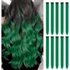 ELNX 10 Extension Capelli Verde Scuro | Clip-In da 22 | Lunghi e Lisci, Sintetici, per Bambini e Donne, Perfetti per Uso Quotidiano, Feste, Natale