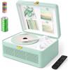 Kegaudio Lettore CD Portable hifi Bluetooth: Kegaudio Lettori CD con Altoparlante radio e telecomando supporto Riproduzione USB/AUX Presa per cuffie PU Verde