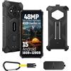 Ulefone RugKing 3 Pro Cellulare Android 15, 5700mAh AI Rugged Smartphone 16GB+128GB/SD-2TB, Octa-Core 48MP+8MP Telefono Impermeabile 6.56 120Hz, 120LM Super Torcia/3-Slots/IP68/IP69K/OTG/NFC/GPS Nero