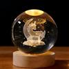 TaimeiMao Sfera di Cristallo 3D Luce Notturna per Bambini a Forma di Sfera in Unicorno, Lampada da Notte con Base in Legno, 6 cm, Lampada da Tavolo Decorativa in Cristallo LED