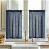 Vangao Tende Cucina in Misto Lino Blu Tenda corta camera da letto Finestra Moderne 65 x 115 cm 2 pezzi con passante Bistrot Soggiorno Casa Country bistrot stile rustico Semitrasparenti