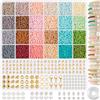 RUBY Perline per bracciali da 3 mm, stile boho da infilare, 24 colori, set di perline con perline di legno, perline con lettere, mini perline da infilare, per fai da te, kit per la creazione di