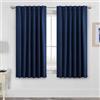 Tenger Home® Tende con passanti e nastro arricciato tenda oscurante decorativa sipario opaco tenda con passanti tenda a nastro (Blu marino, 100 x 120 cm)