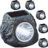 Cepewa 6 Lampade Solari 'Stein' LED da Giardino, Grigio Pietra, 6,5 x 6 x 5 cm, IP44, 6 LED Bianchi, 8 Ore di Luminosità, Senza Decorazione