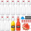 YAMAIDUO Bottigliette di Vetro Piccole, 10 Bottiglie vetro 250ml Riutilizzabili con Tappo Ermetico, Bottiglie Vuote con 10 Guarnizioni, 10 Etichette e Imbuto, Bottiglia Vetro per Birra, Liquori, Succhi, Olio