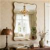 SHYFOY Specchio da parete dorato, asimmetrico, con cornice ondulata, rettangolare, decorativo, moderno, da appendere, per bagno, camera da letto, soggiorno, casa