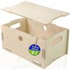 clipfritz - Scatola portaoggetti con coperchio (19x29x14cm) Scatola in legno impilabile e trasportabile per riporre articoli da ufficio, libri, documenti, giocattoli, accessori per il bricolage